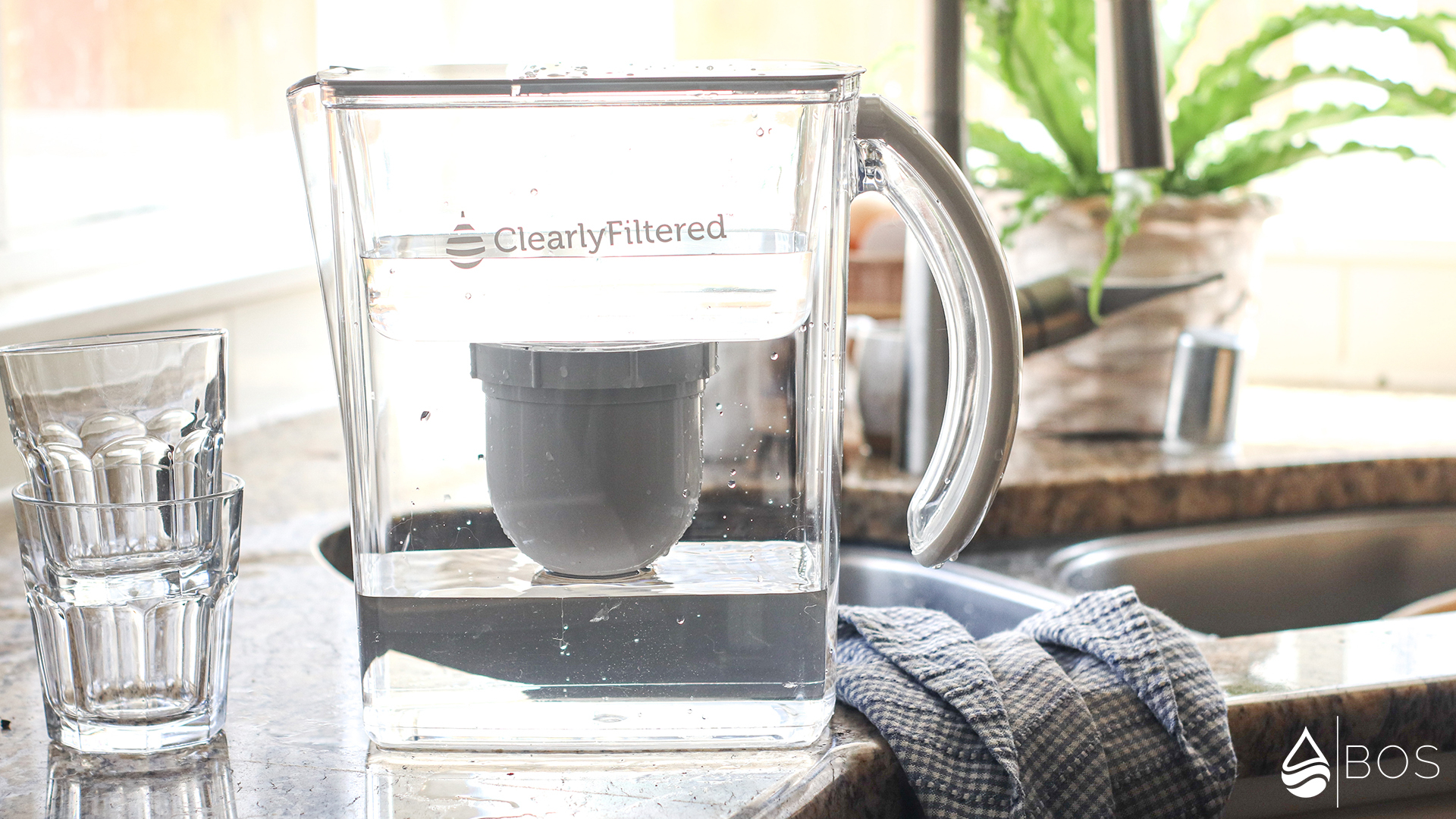 Clearly Filtered Water Pitcher on Alexa's countertop