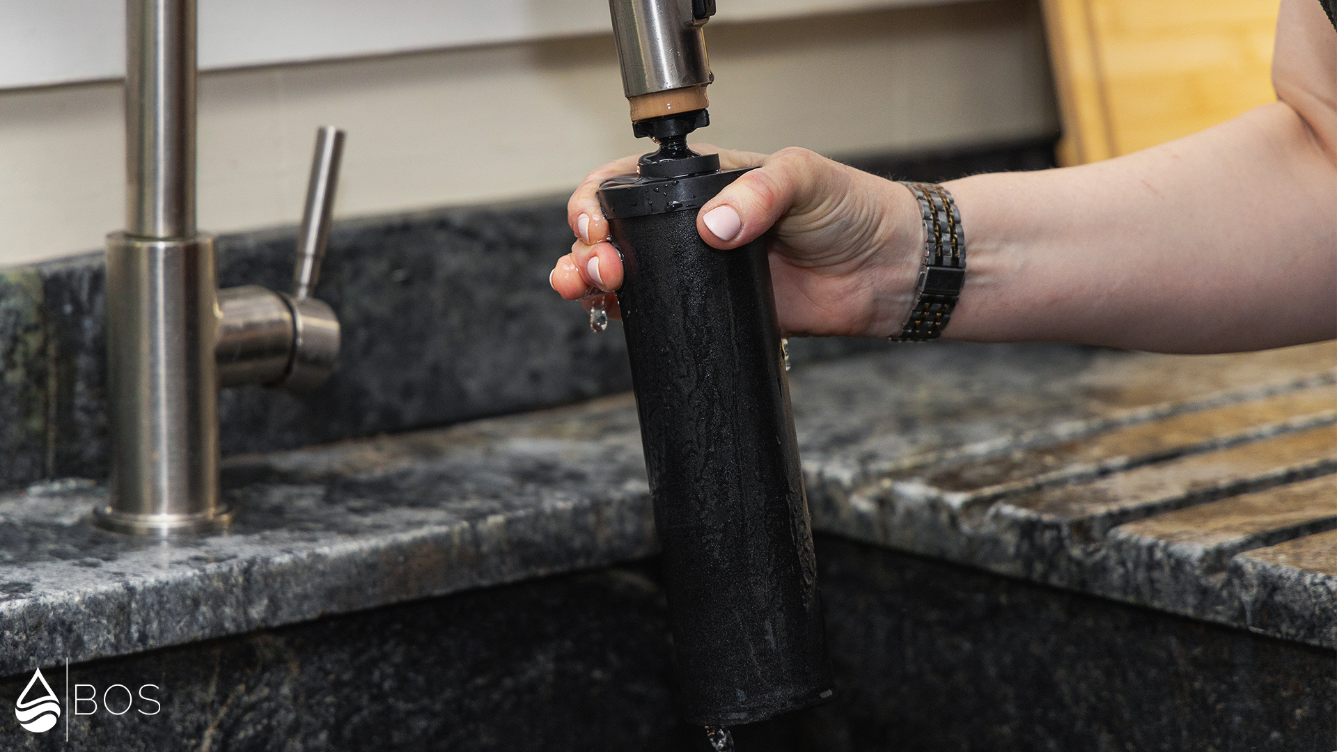 Big Berkey Priming Black Berkey Filter at Faucet
