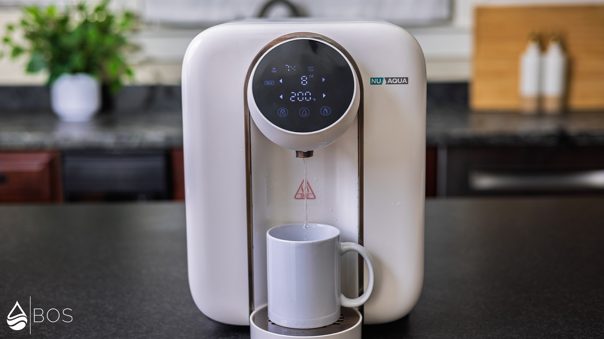 NU Aqua 4-Stage Countertop RO System Dispensing Hot Water