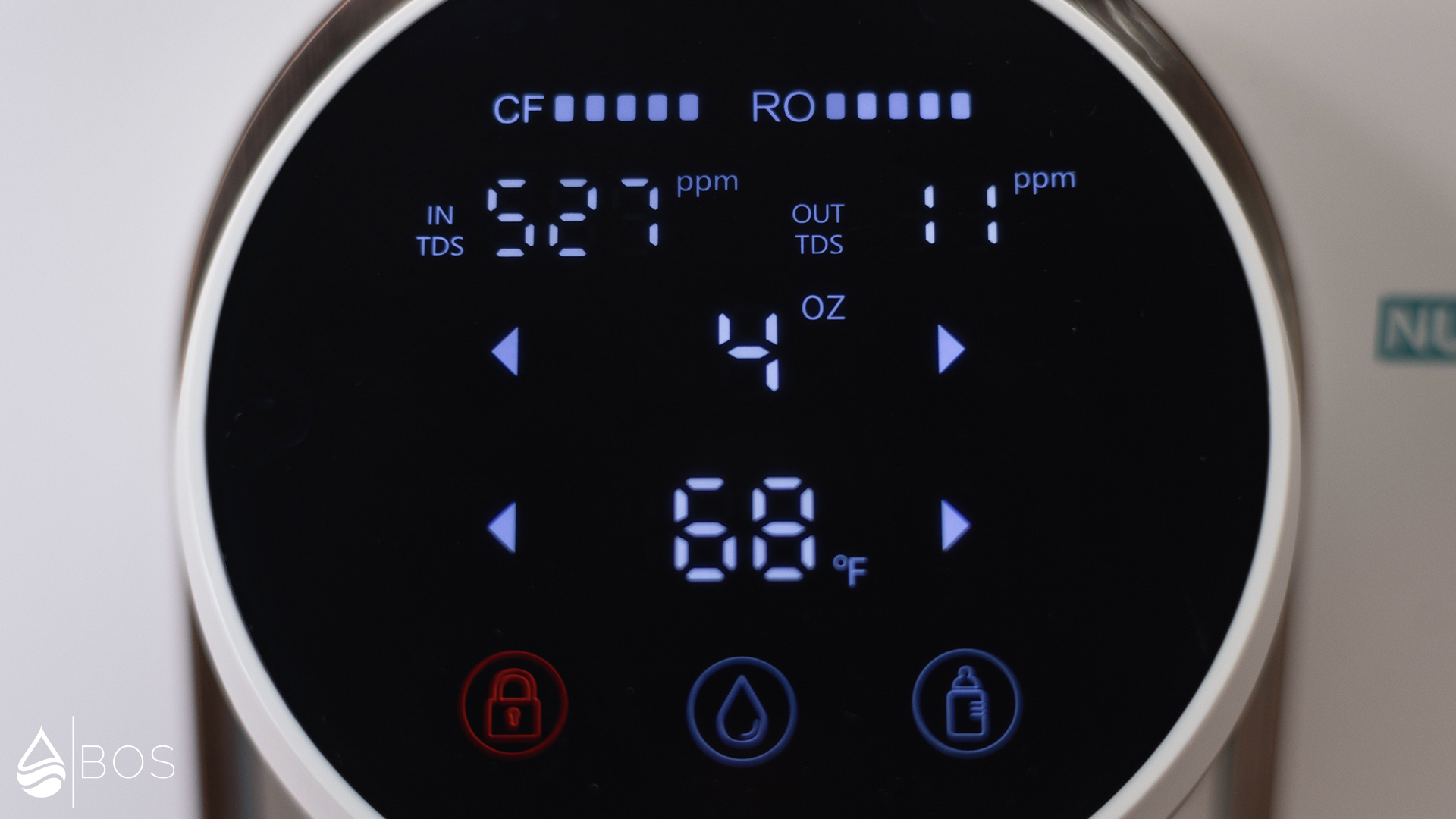 NU Aqua 4-Stage Countertop RO System Display Showing TDS