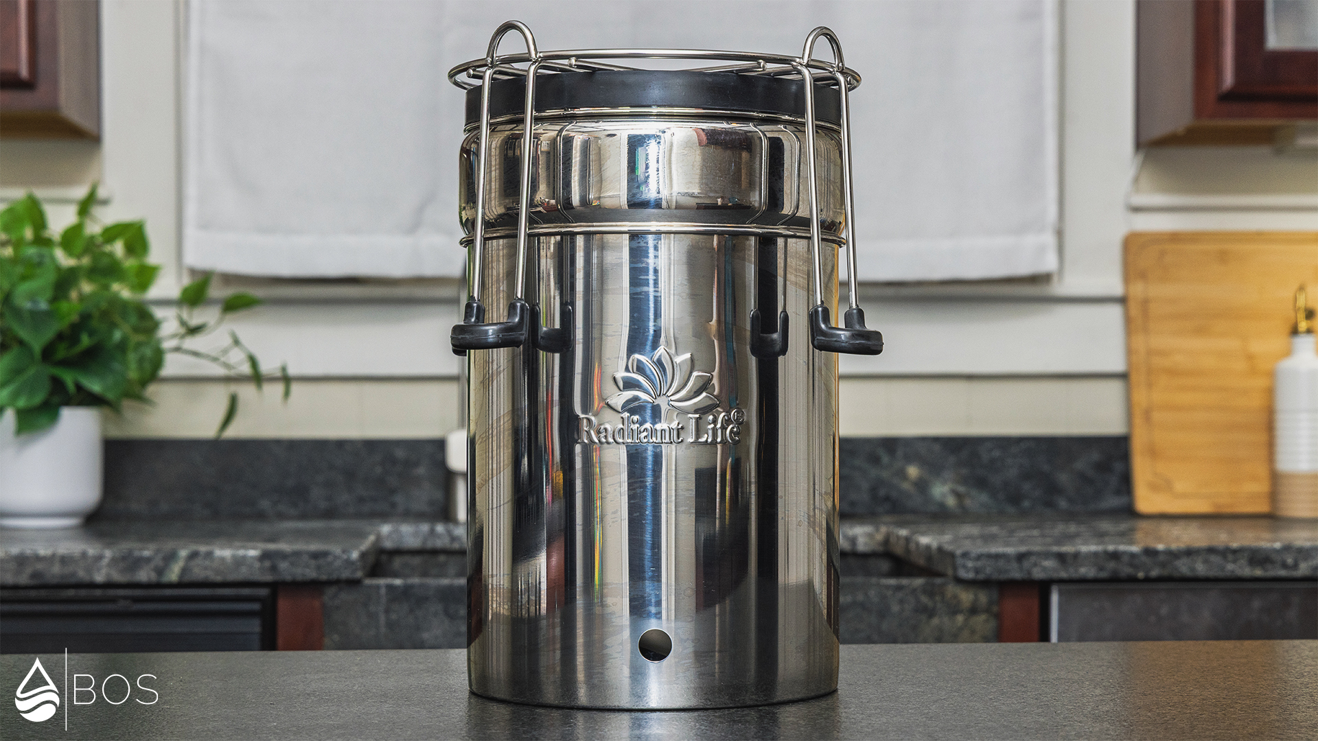 Radiant Life SS Gravity Countertop Filter Upper Tank Nested in Lower Tank for Portability