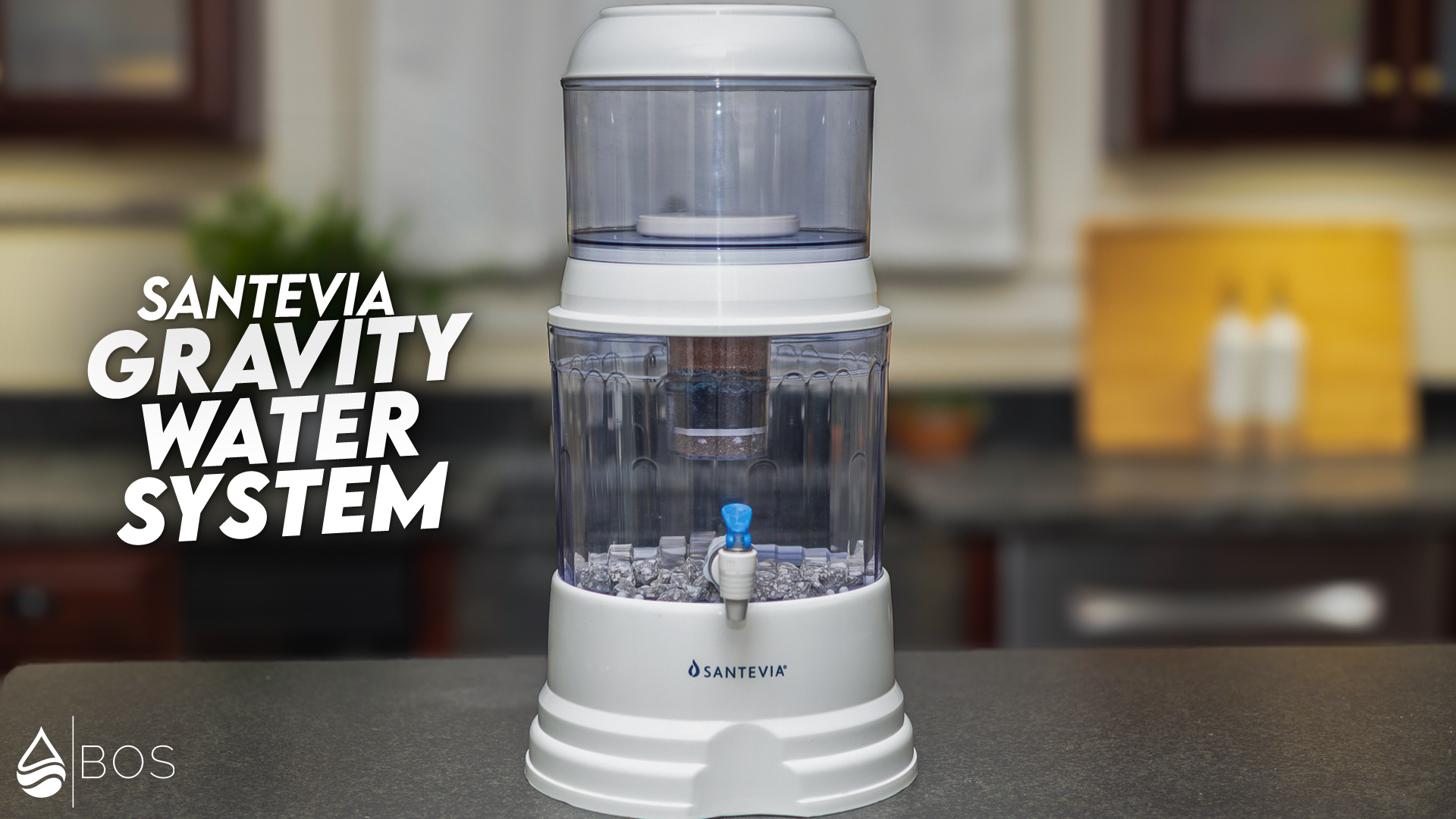 Santevia Gravity Water System on Sara's Countertop