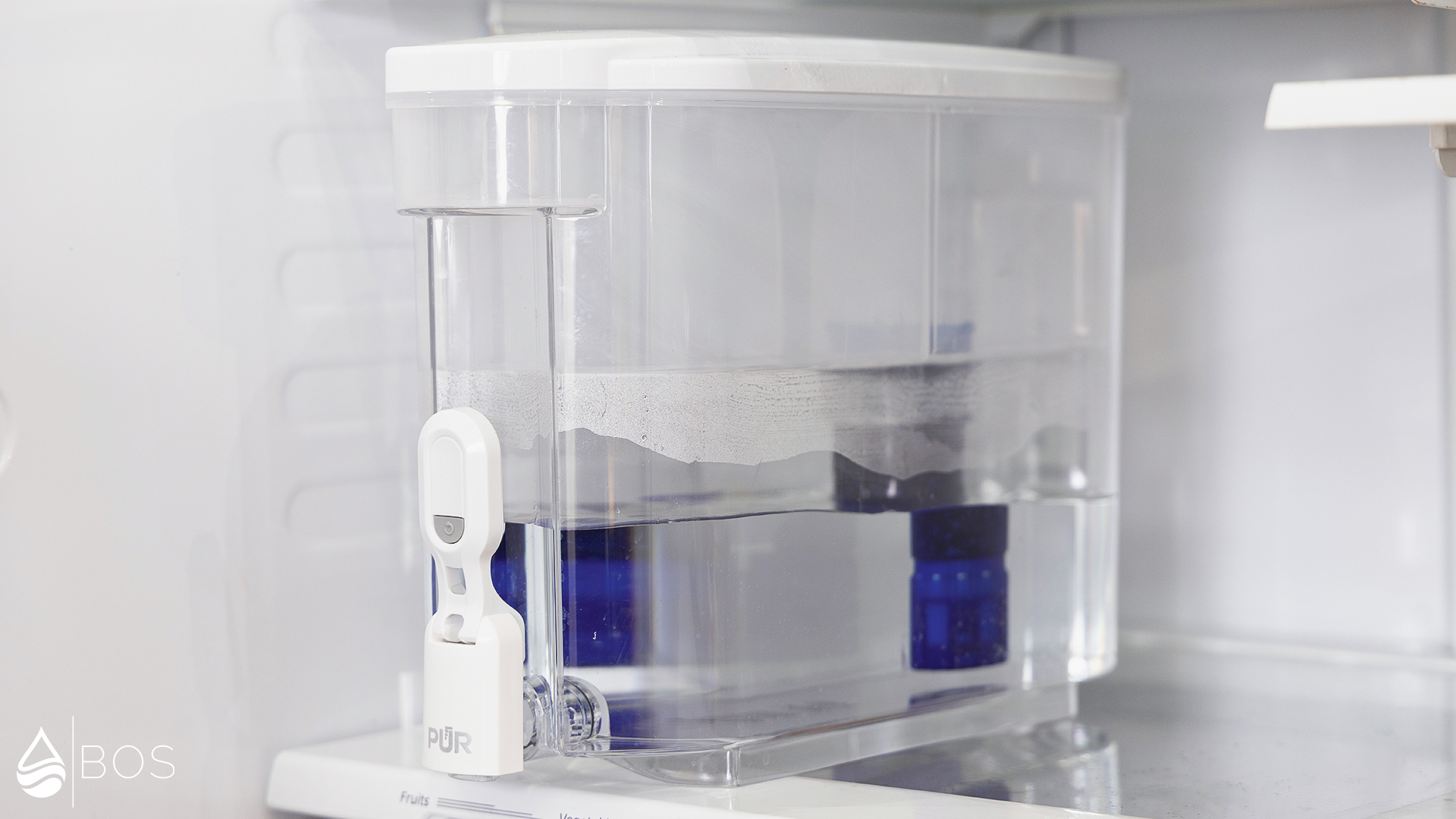 PUR PLUS 30-Cup at Fridge Shelf Edge for Dispensing