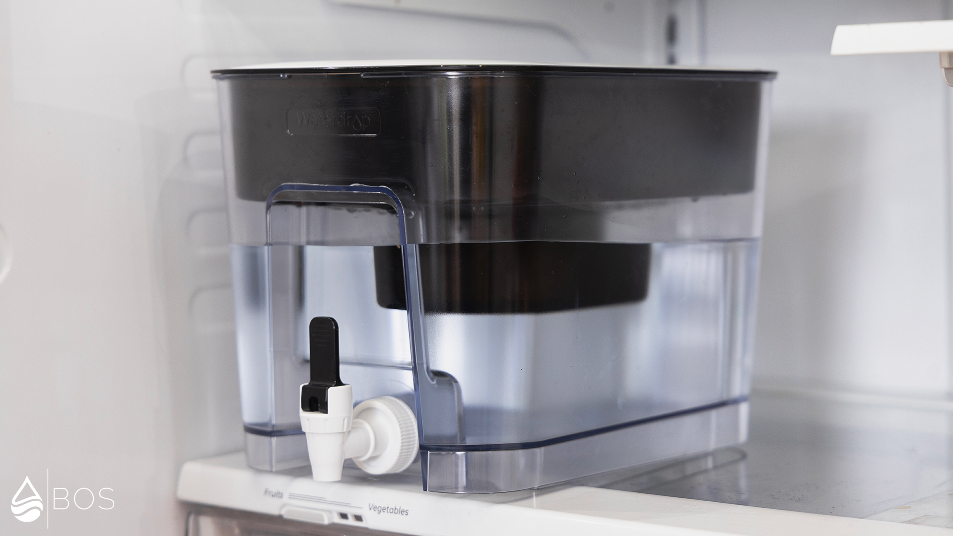 Waterdrop WFD-22L at Fridge Shelf Edge for Dispensing